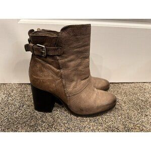 Miz Mooz Brown Leather Ankle Boots Buckle Size 38 EUC